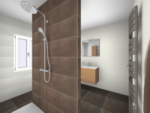 Plan 3D salle de bains douche