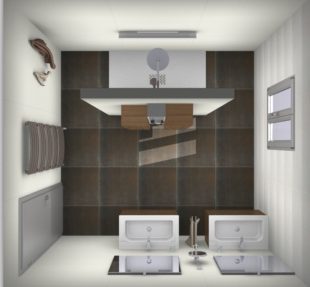 Plan 3D salle de bains vue du haut