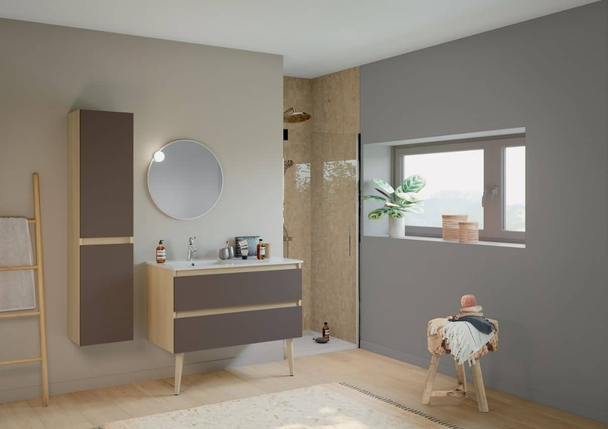 meuble salle de bain brun couleur tendance 2022